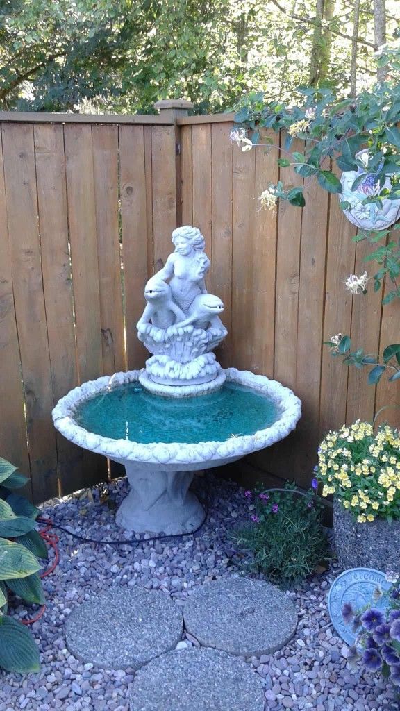 Beautiful Mermaid & Dolphin Concrete Fountain