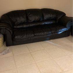 Black Leather Sofa And Love Seat