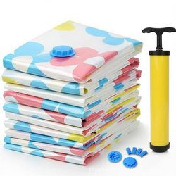 11 Pcs/ Set Thick Vacuum Storage Bag Vacuum Compressed Bag Blanket Clothes Quilt Organizer Bags with Hand Pump