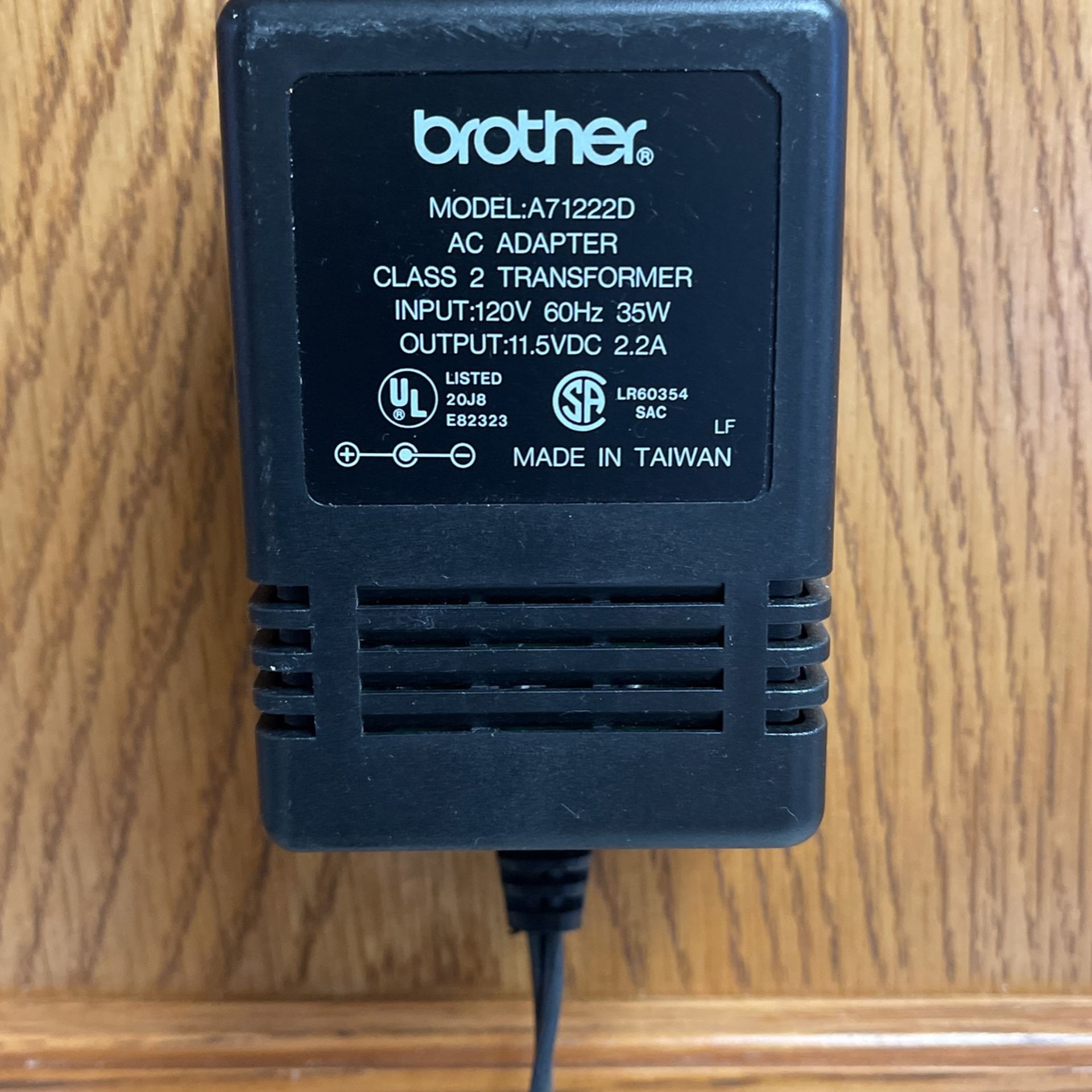 Brother model a 71D222D AC adapter class to transformer input 120 V
