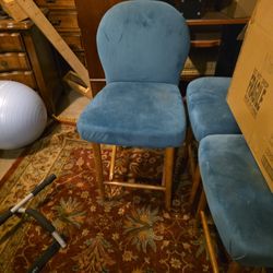 3 Blue Bar Stools