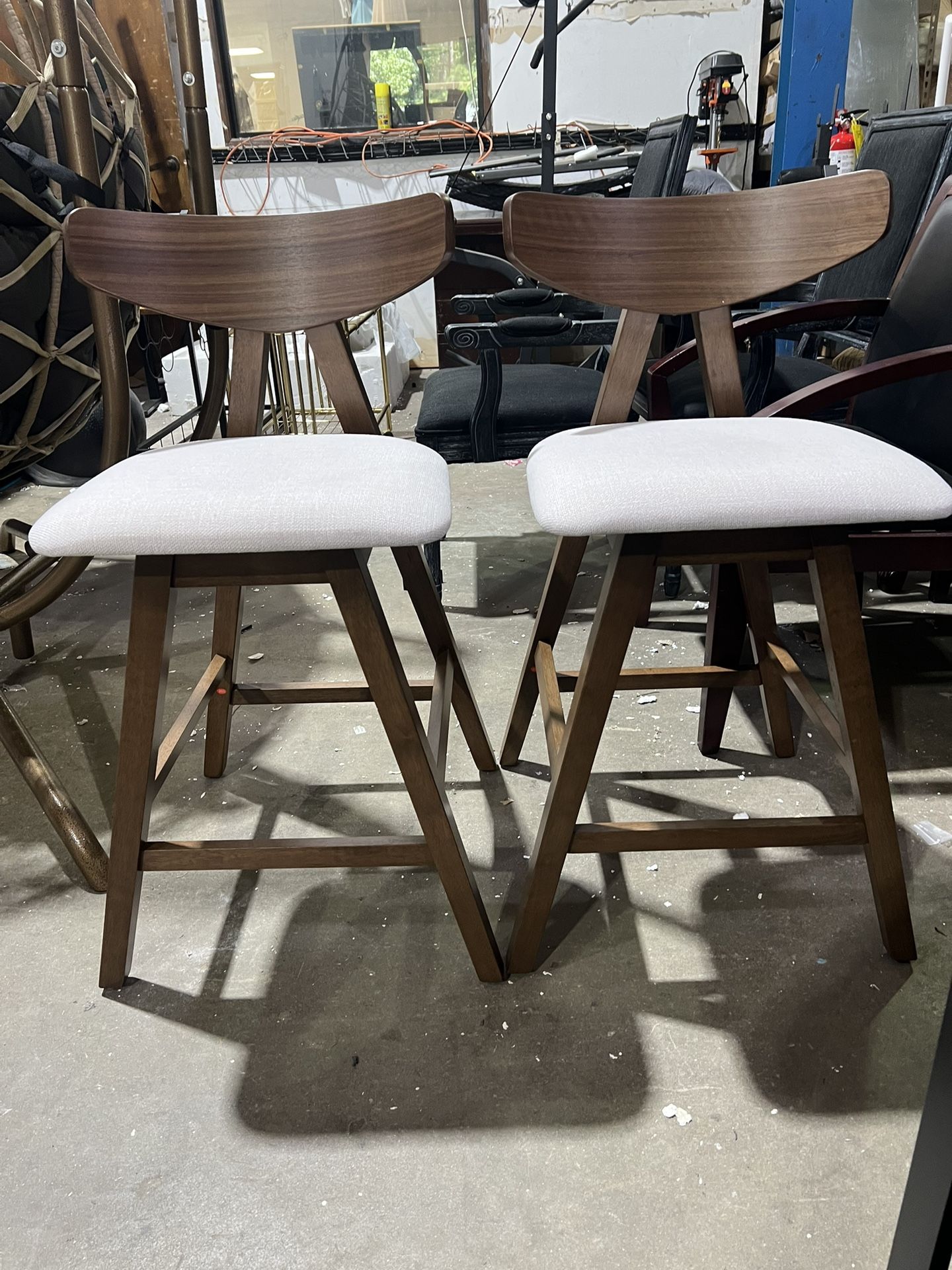 Christopher Knight Home Stocker Upholstered Dining Chairs - Light Beige/Walnut (Set of 2) 