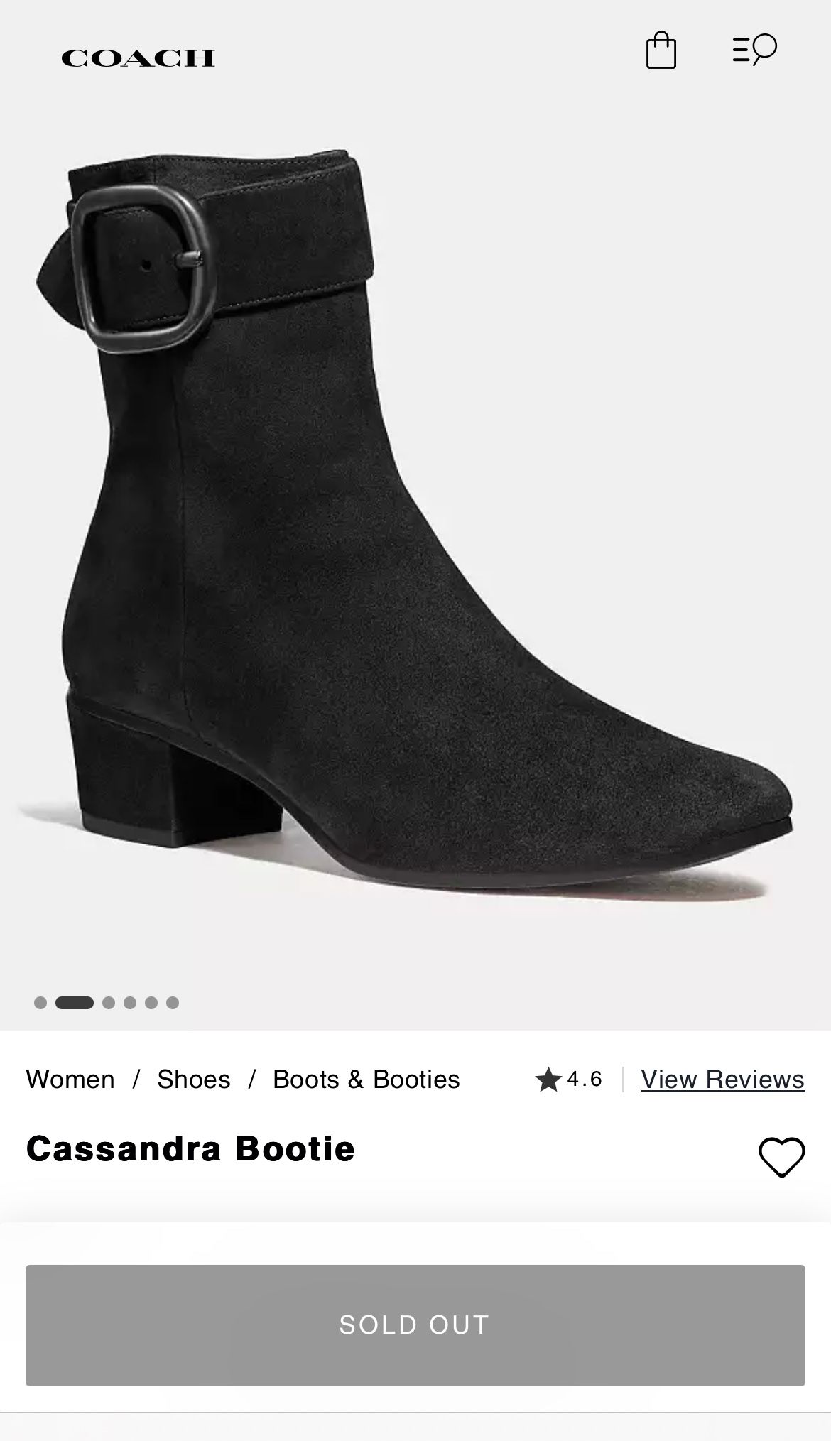 Coach Ladies Bootie Black Suede “Cassandra” Size 6.5B