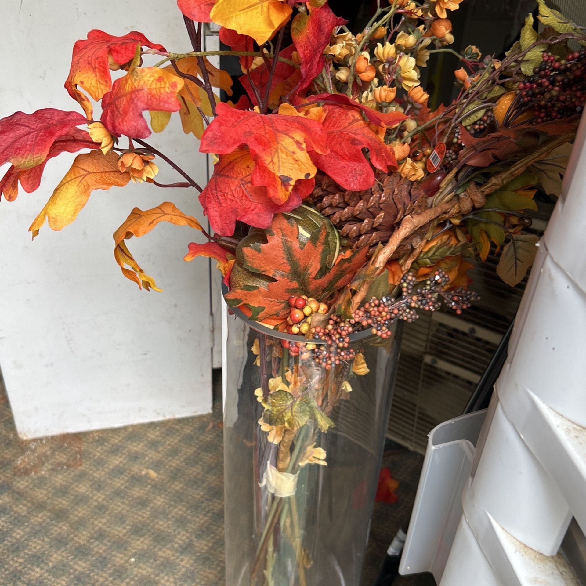 Large Glass Vase With Fall Flowers 50 Dollars Golf Barbecue Set New25 Dollars 