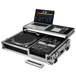 Odyssey FZGS1BM10W Reversible 10″ Format DJ Mixer and One Battle Position Turntable Coffin Flight Case with Glide Platform