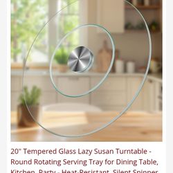 20" Tempered Glass Lazy Susan Turntable - Round Rotating Serving Tray