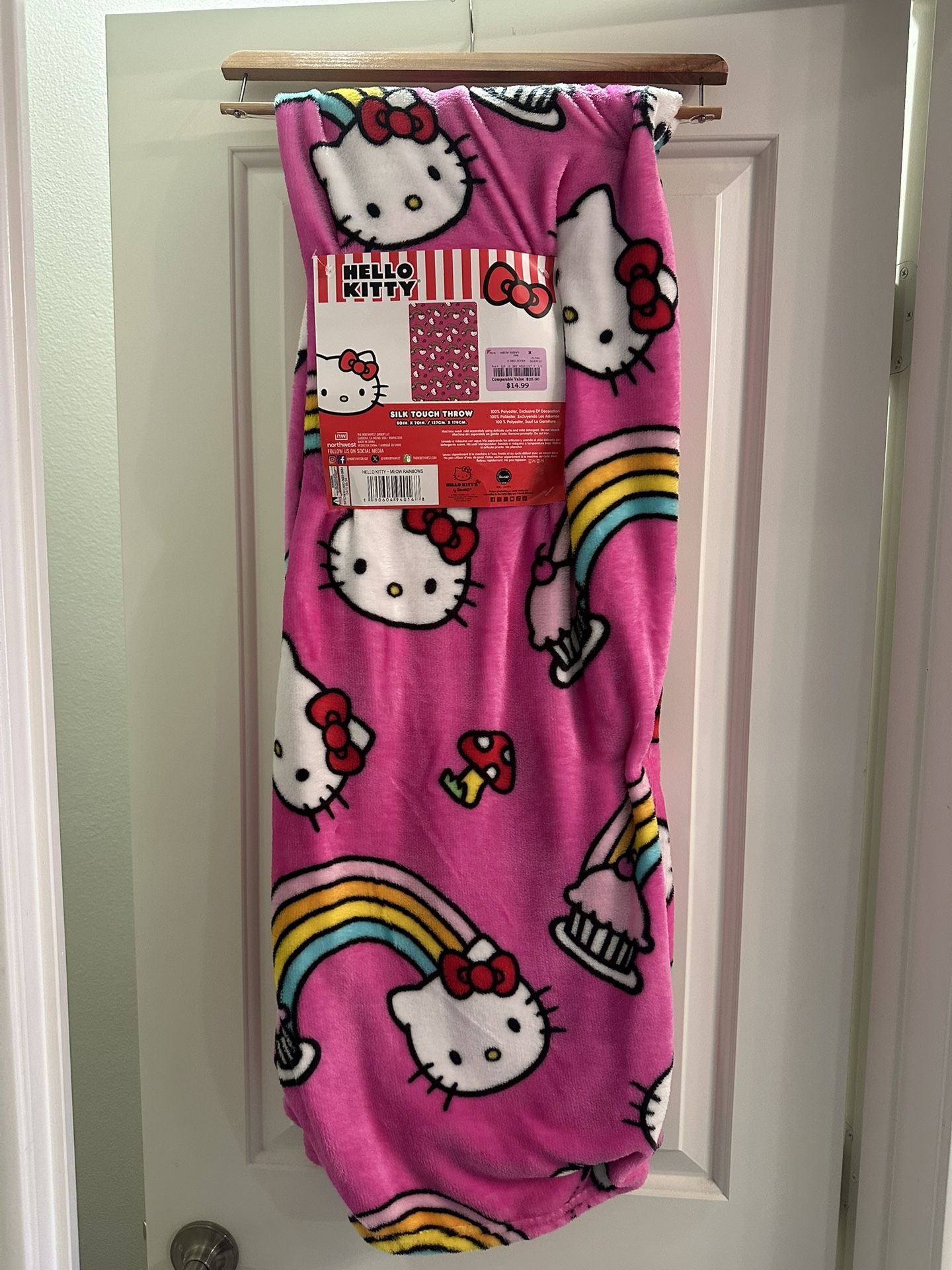 Pink Rainbow Cupcake Hello Kitty Blanket