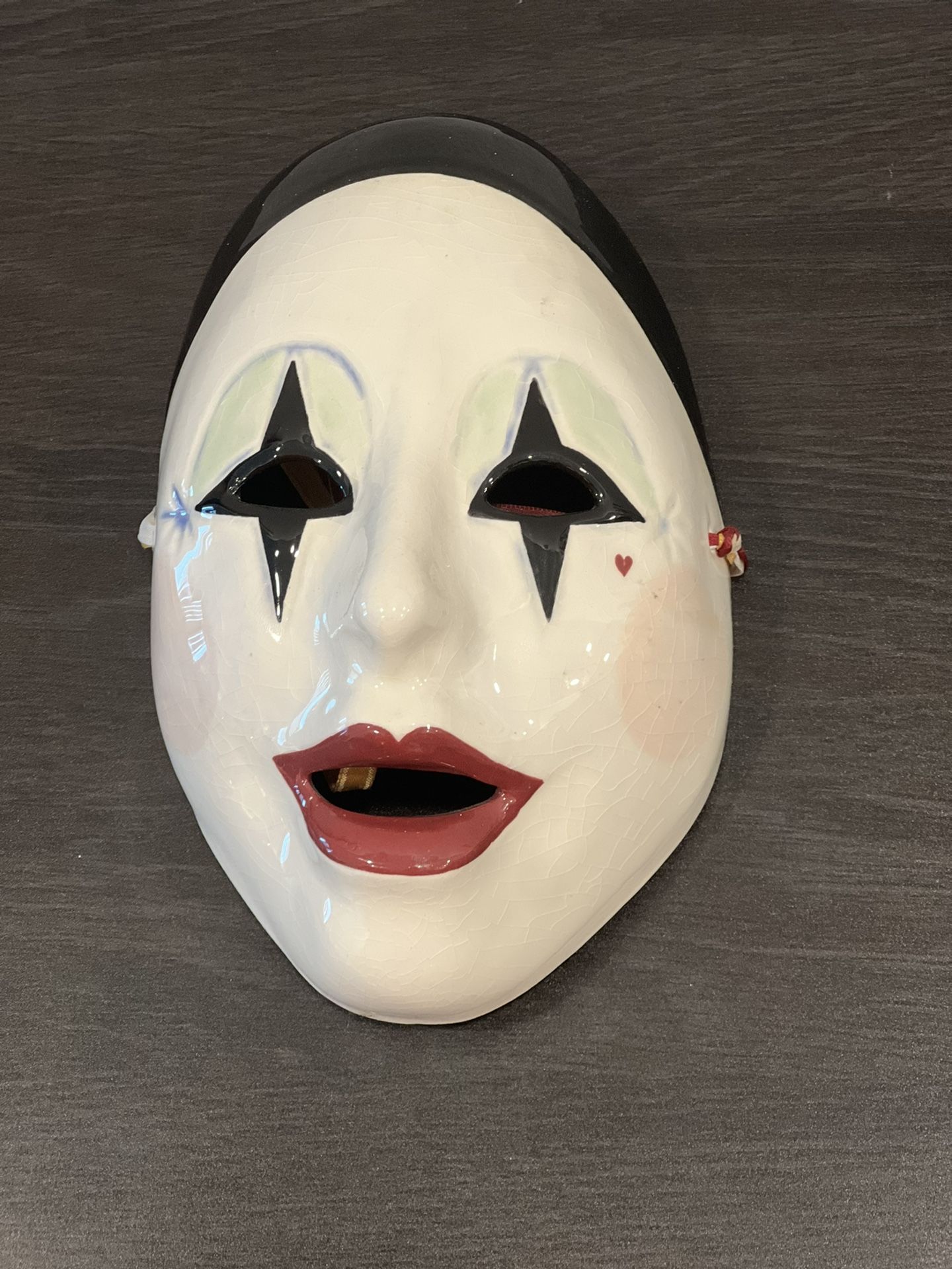 Vintage 1980s Porcelain Masquerade Mask Hand-Made Hand-Painted San Francisco