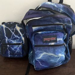 JanSport Big Student Backpack Lightning Print + Mini Bag