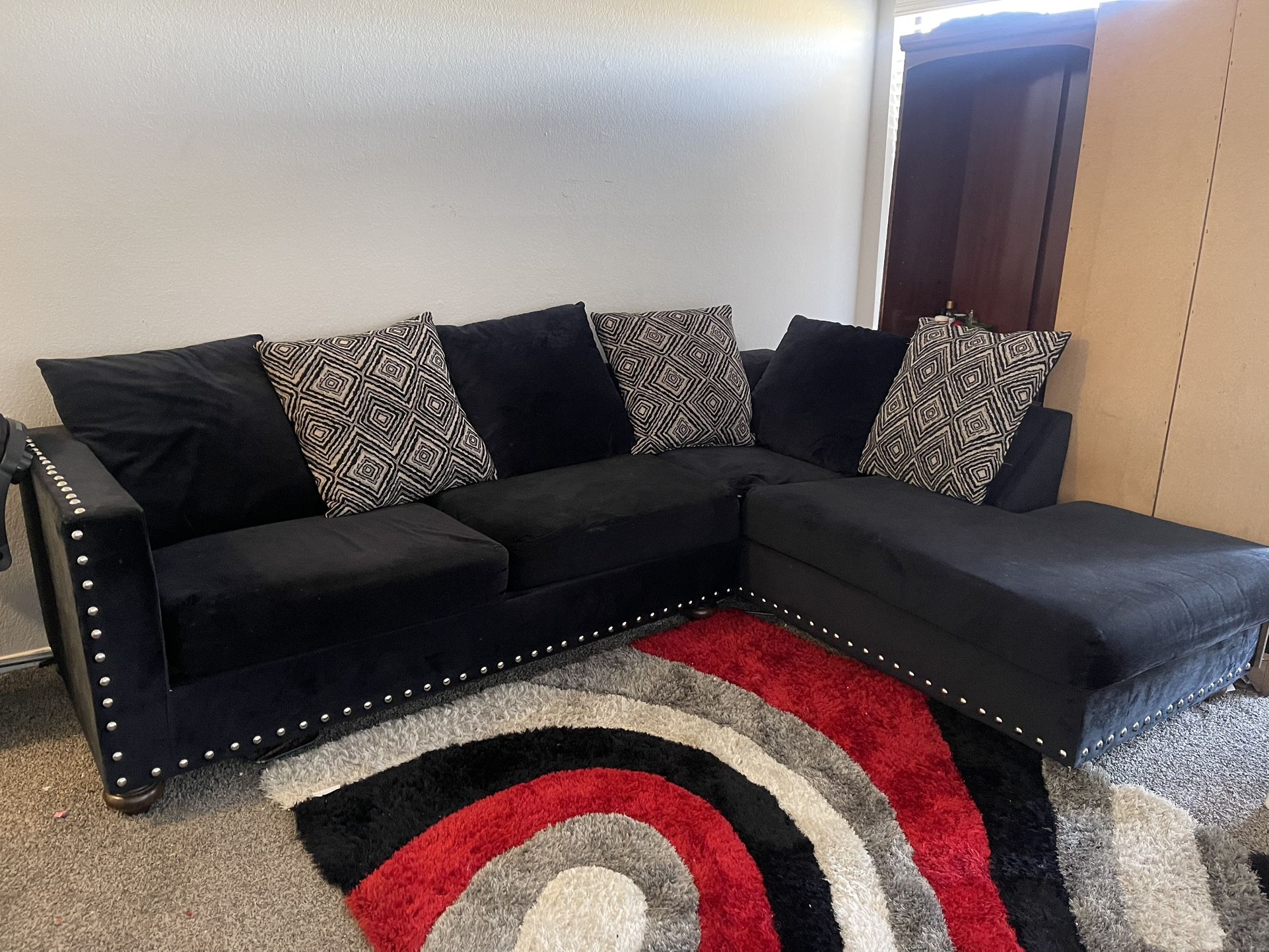 Black Sectional Rhinestone Couch