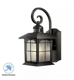 NEW HOME DECOR Brimfield 180° 1-Light Aged Iron Motion-Sensing Outdoor Wall Lant