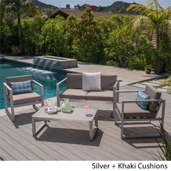 Outdoor patio 4 piece conversation set, loveseat with 2 chairs and coffee table new