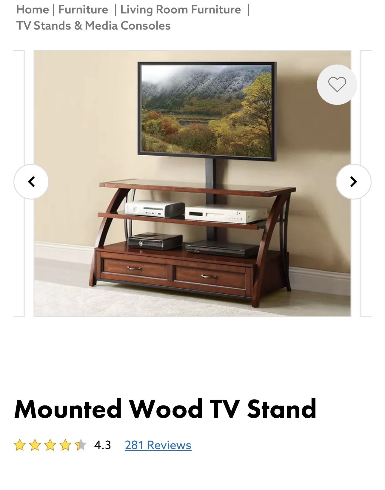 Mounted Wood tv Stand With TV (no Smokers or Pets)
