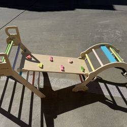 Pikler Triangle Set, Toddler Wooden Climbing Toys Indoor 7in1 Foldable Climber for Kids