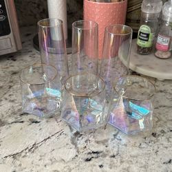 iridescent cocktail wine glasses set