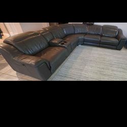 Leather Living Room Sectional Recliner 