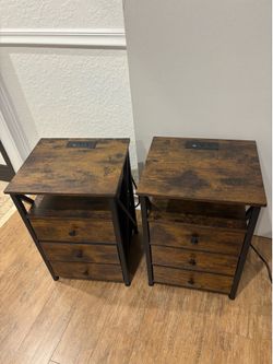 Nightstands Set of 2, LED Night Stand with Charging Station