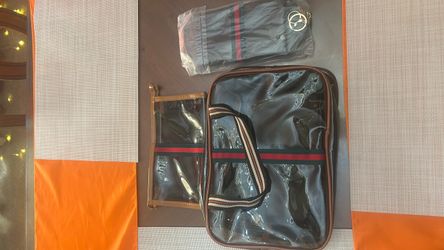 Clear Travel Bag Set with Stripe Detail
