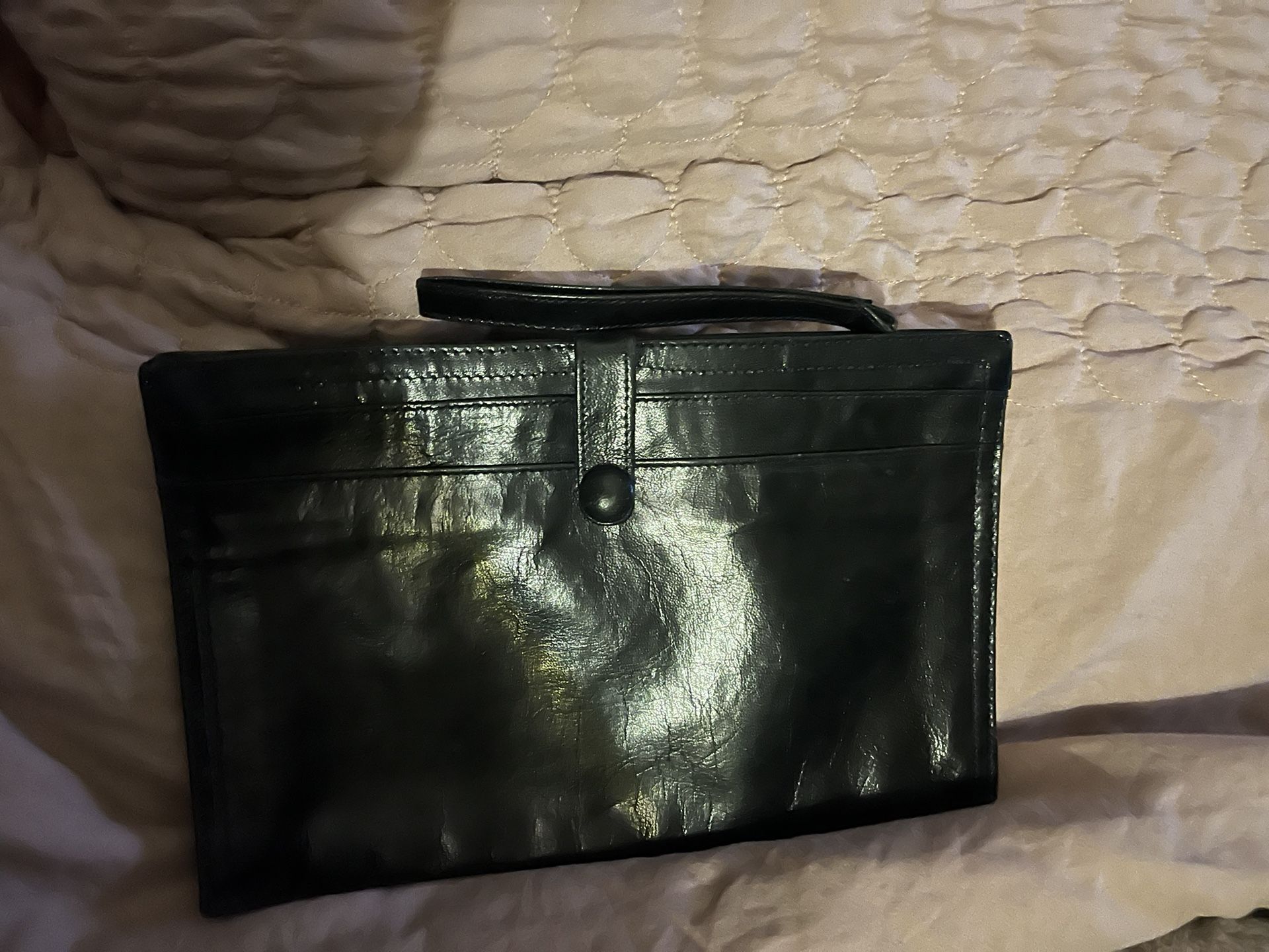 Vintage Bottega Venetia Black Leather Wristlet