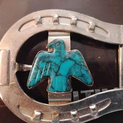 Turquoise And Silver Belt Buckle