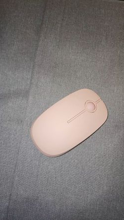Pink Wireless Computer Mouse and Gray laptop case