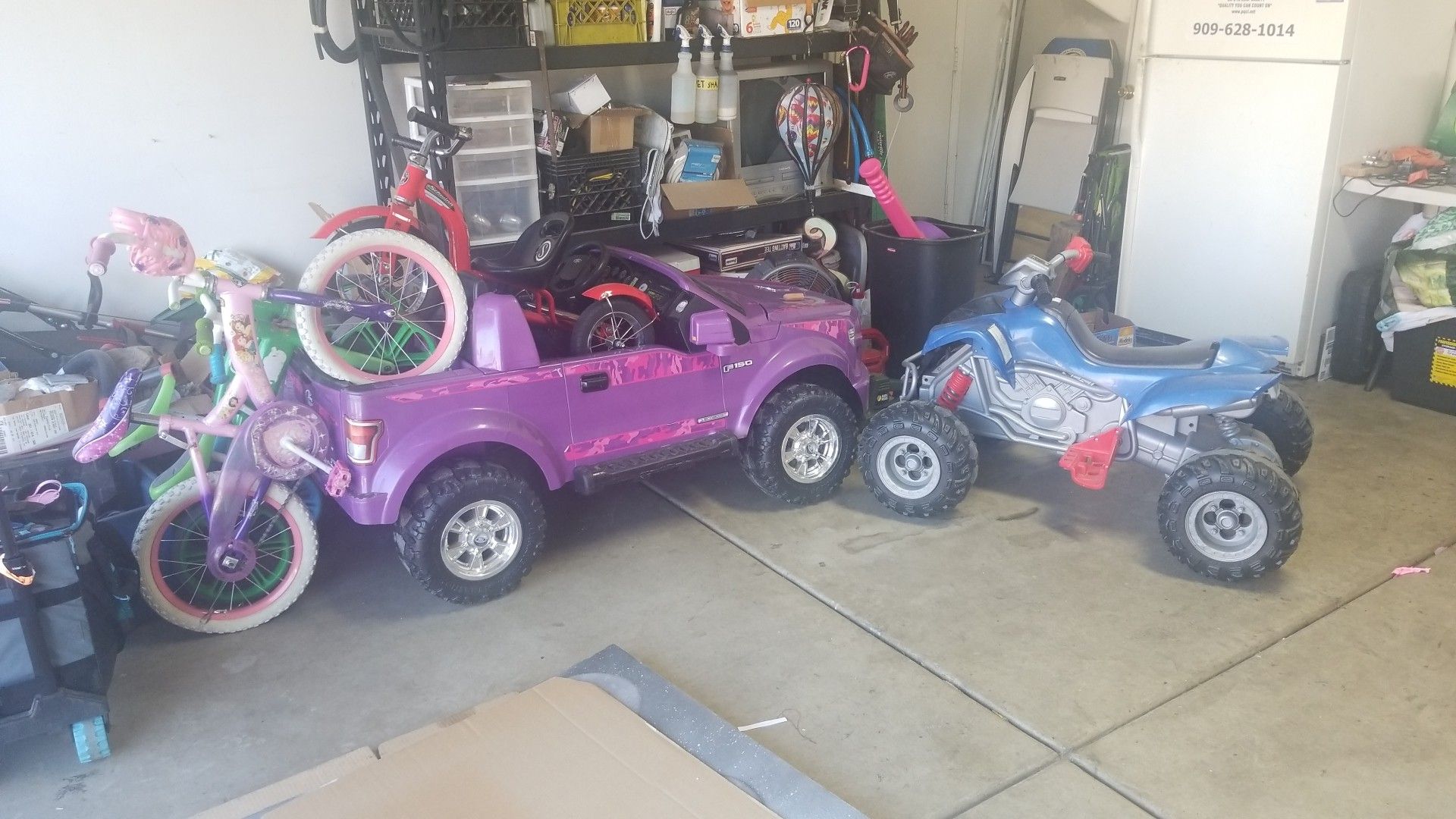 Need g1 today make offer! Powerwheels,bikes,air hockey table, dvd players, full bed and frame. Send text come check out.Fontana {contact info removed}
