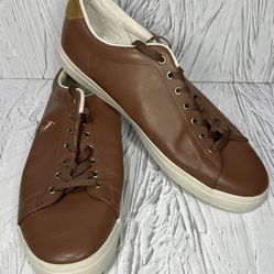 Polo Ralph Lauren Longwood Sneakers Mens Size 15 Brown Leather Comfort Shoes
