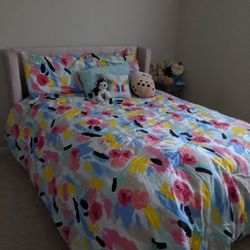 Bed Frame and Mattress (Comforter And Items On Bed Not Included)
