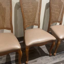 PRICE DROP!! Mid-Century Modern French Provincial Cane Back Dining Chairs Set of 3