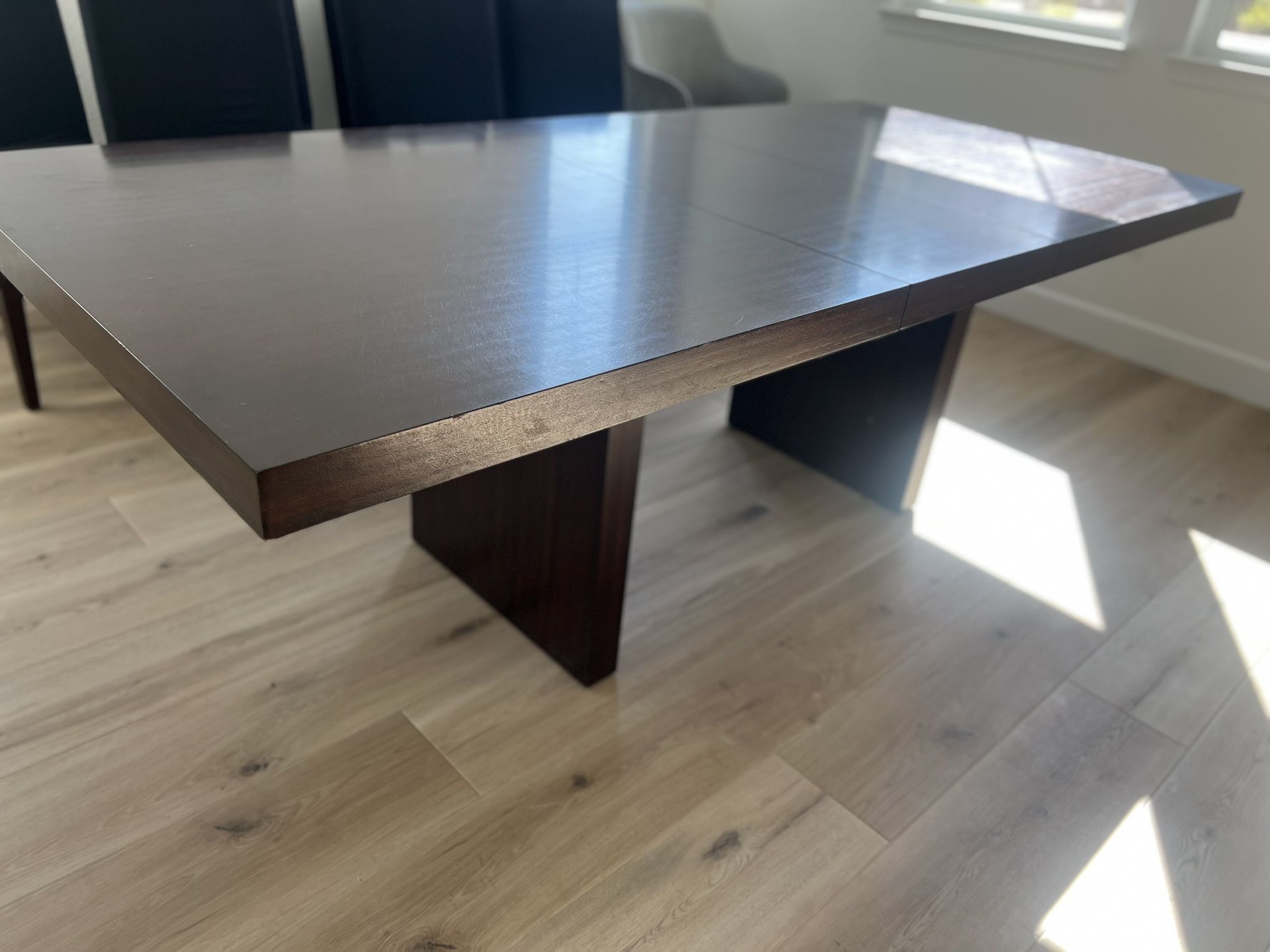dark oak wood dining table adjustable size 90x42 inches high quality