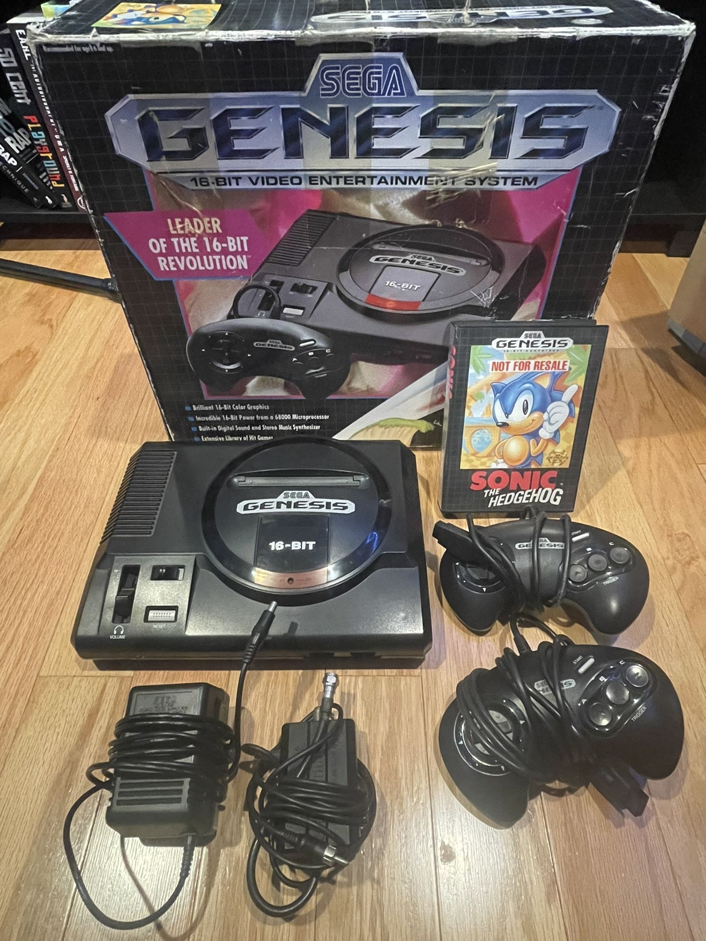 Sega Genesis 16-Bit Console w/ Sonic The Hedgehog Game