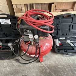 Porter Cable Pancake Compressor (CF2600) With 18g Brad Nailer and 16g Finish Nailer