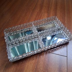 12" L X 7" W  X 1 1/2" H Vanity/Jewelry Mirror Tray