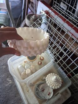 Milk glass candies dish