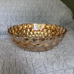 Anchor Hocking 1950s Iridescent Marigold Glass Bowl