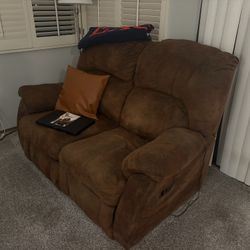 Brown Love Seat and Couch 