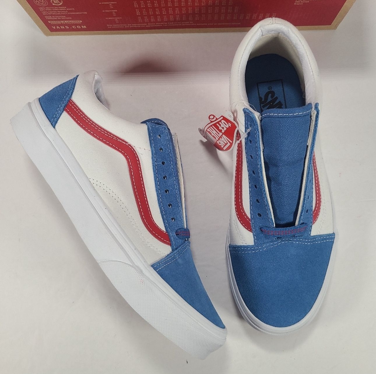 Vans Old Skool Sport Pop Vallarta Blue Red White Sneakers Women 8.5 Men 7