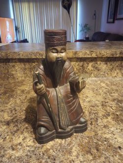 Vintage Chinese Painted Carved Wood Statue 
