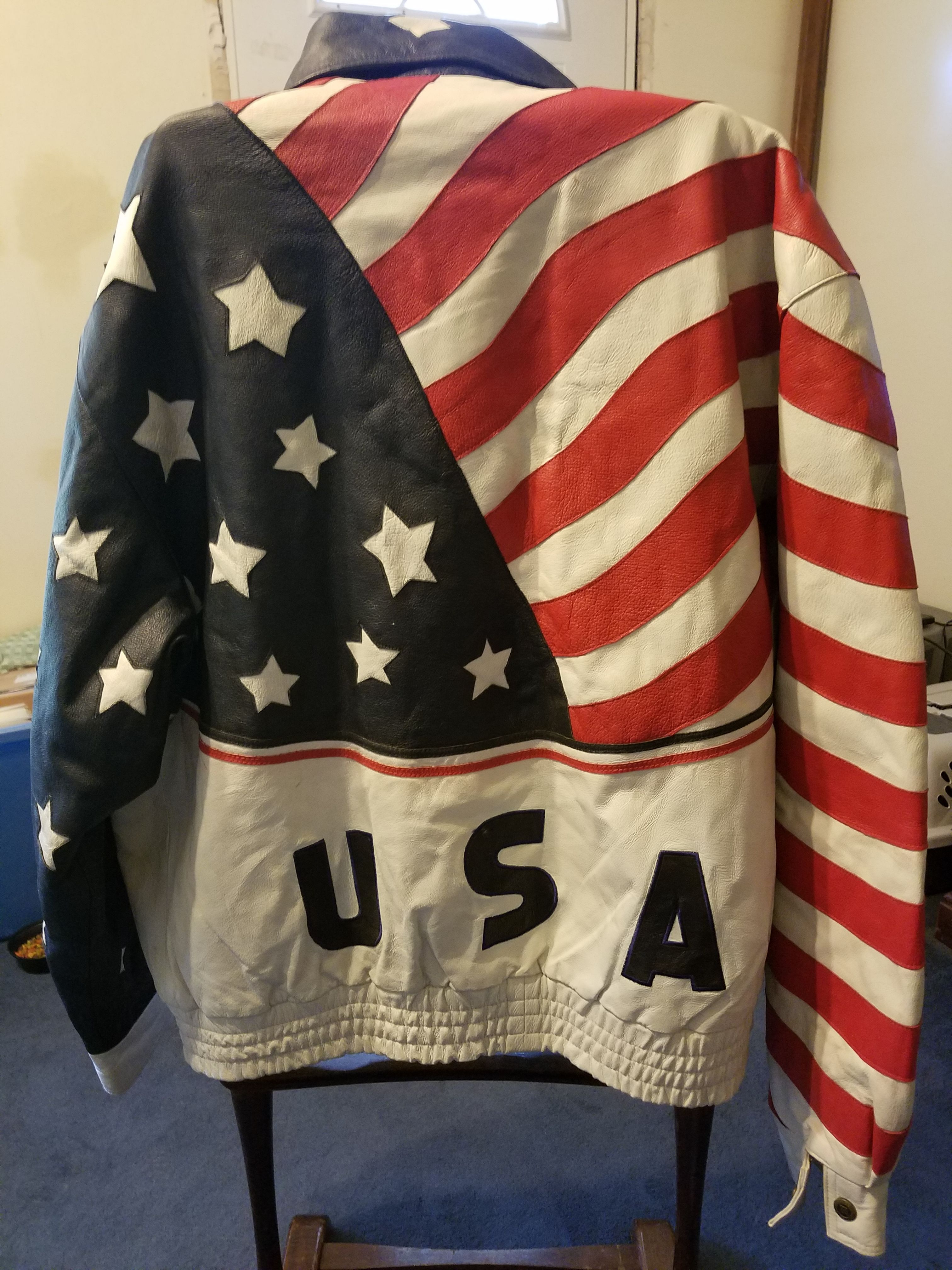 USA American Flag Leather Jacket