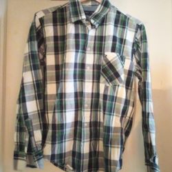 Tommy Hilfiger Men's LS Button Front Green Plaid Shirt SIZE Small  NWOT