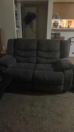 Gray Fabric Reclining Loveseat