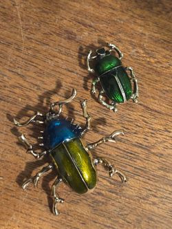 2 Beetle Insect Brooches both $10 Great colors