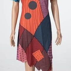 Like New Halloween Costume Women Sz Medium (M) Adult Before Christmas Party Cosplay Funny Printed Dress (3 PCS)