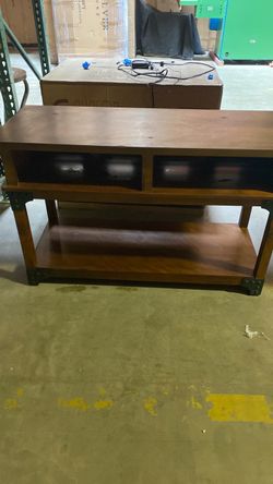 Wood Console Table with Drawers and Shelf