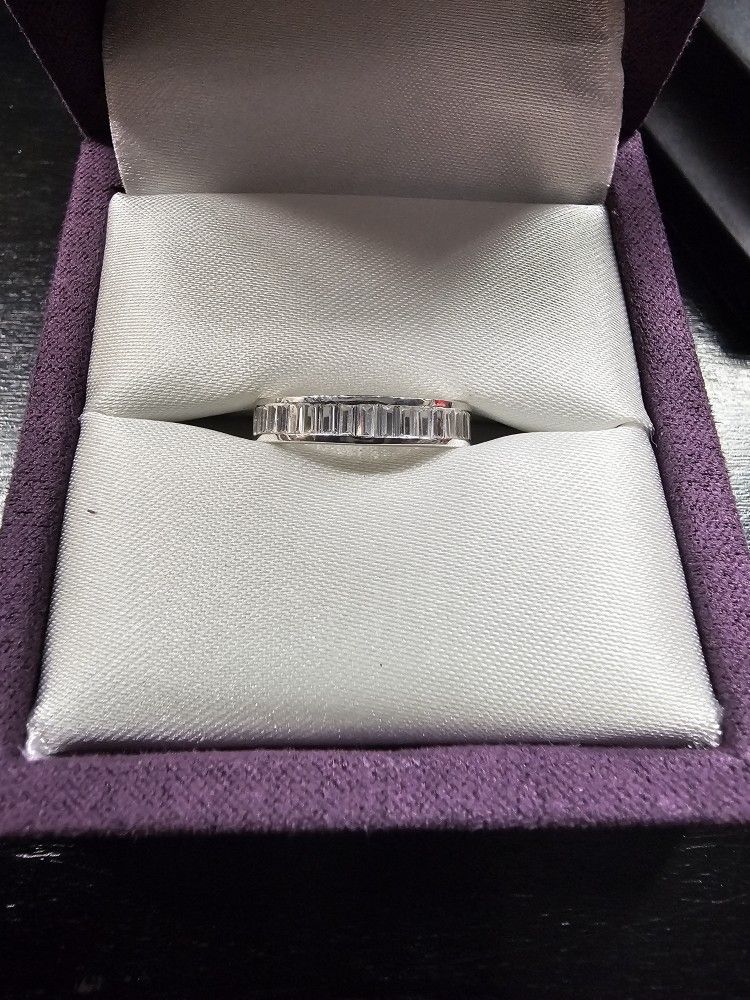 Sterling Silver Baguette Wedding Ring Band