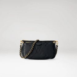 Black Multi Pochette Style Bag w/ Chain & Strap (New)