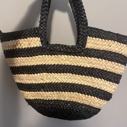 Striped Two Tone Tote Bag