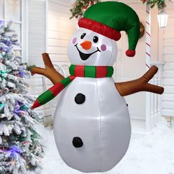 Snowman Inflatable 5.0 FT Tall Cute Christmas Inflatables with Built-in LEDs