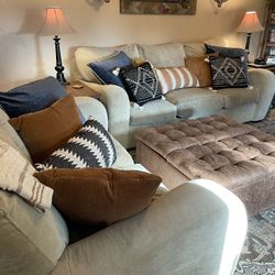Cream/ Beige Sealy Couch And Loveseat 