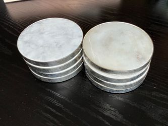 Marble Round Coasters with Hammered Silver Trim